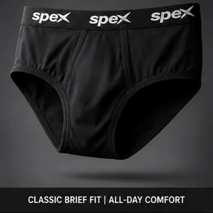 spex men's premium brief underwear | snug fit, full support & all day comfort | soft stretch fabric (black)