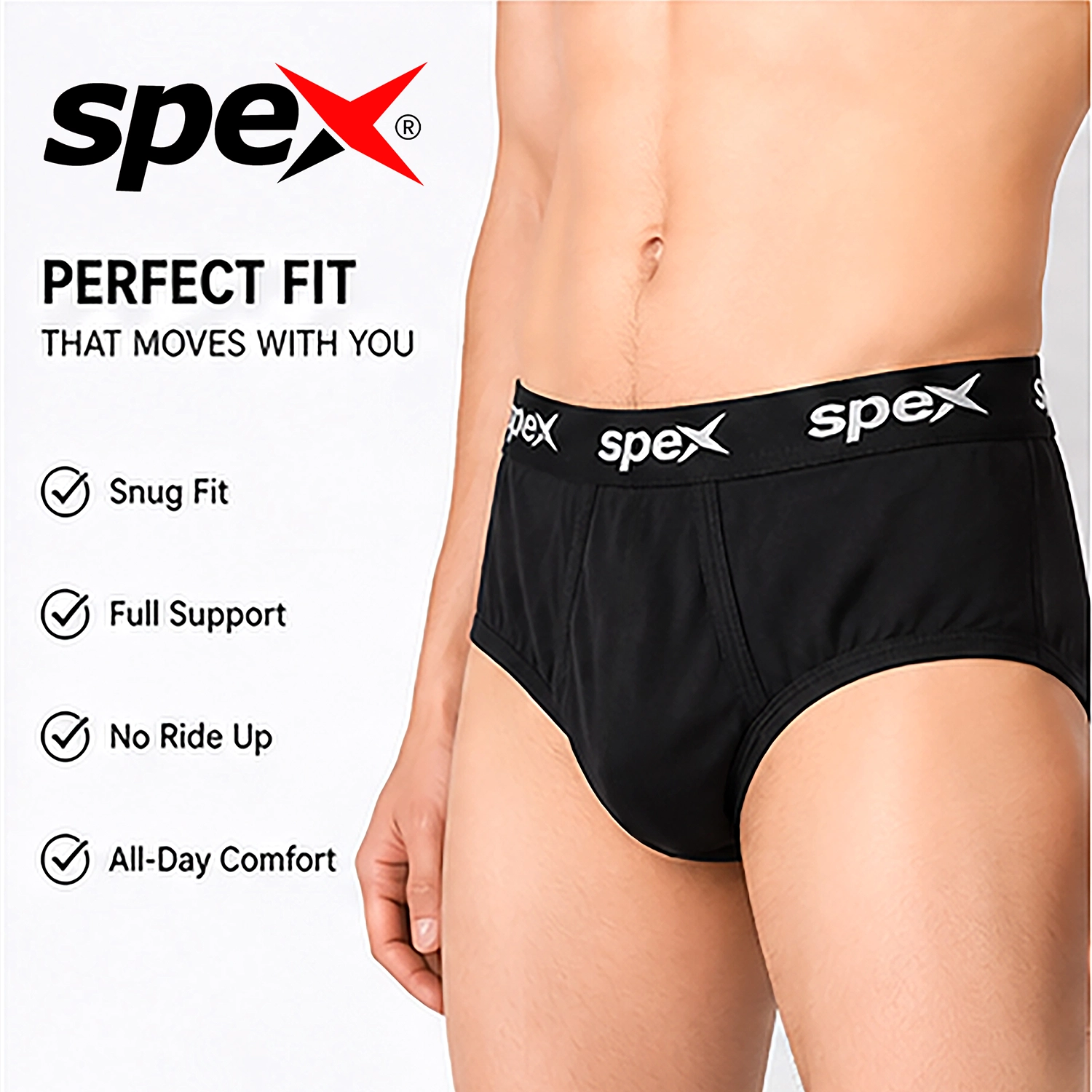 spex men's premium brief underwear | snug fit, full support & all day comfort | soft stretch fabric (black) spex men's premium brief underwear | snug fit, full support & all day comfort | soft stretch fabric (black)