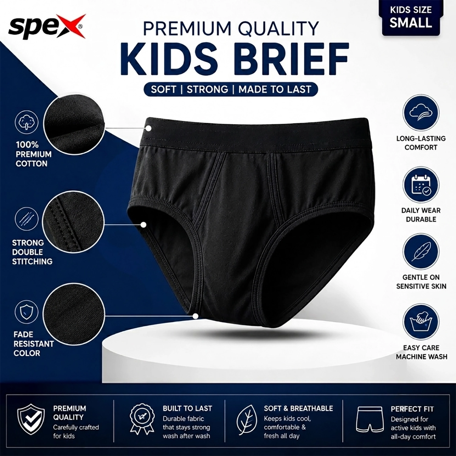 spex premium kids brief (black) – soft cotton comfort for everyday wear spex premium kids brief (black) – soft cotton comfort for everyday wear