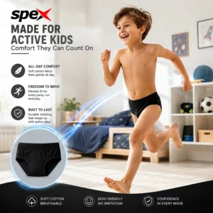Home spex premium kids brief (black) – soft cotton comfort for everyday wear