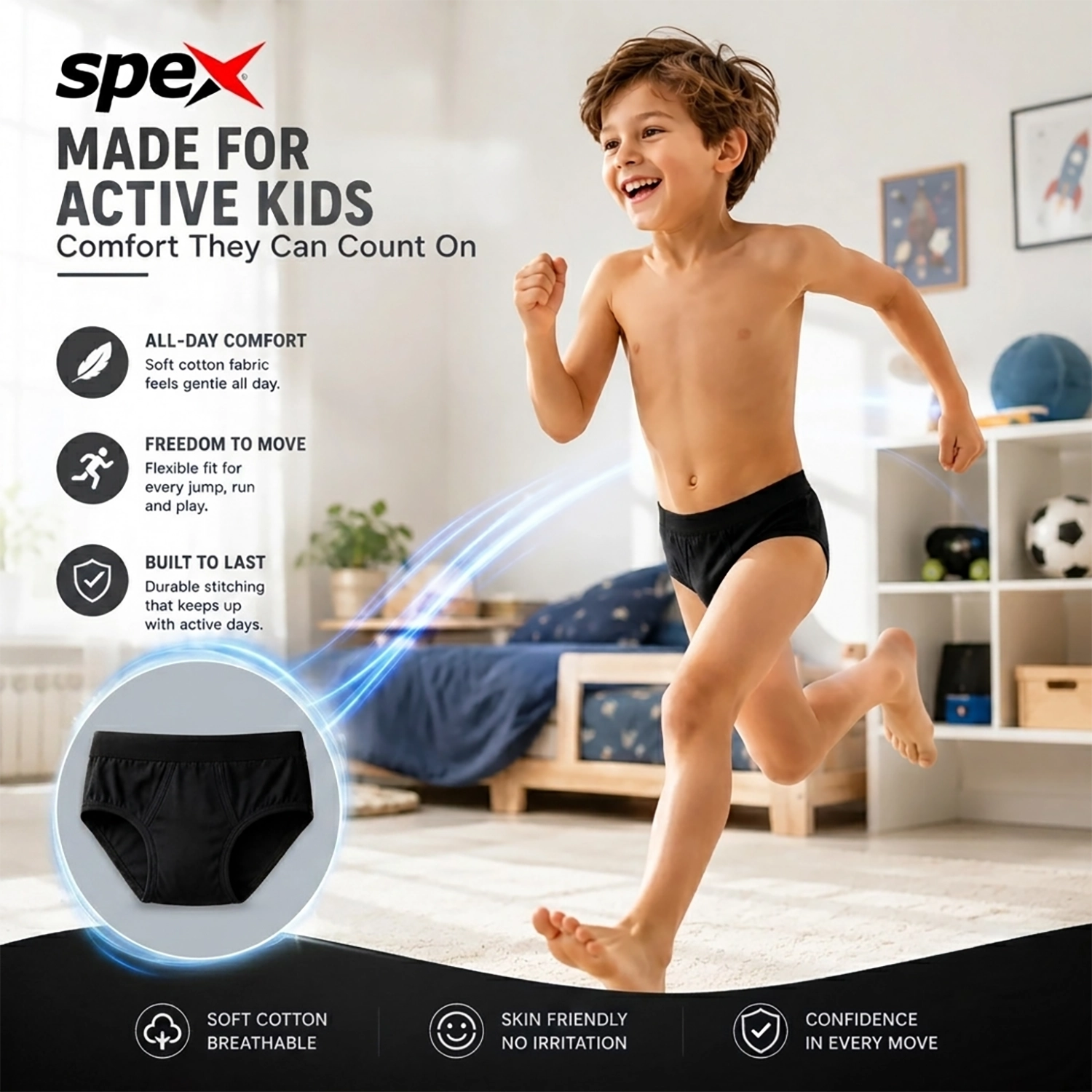 spex premium kids brief (black) – soft cotton comfort for everyday wear spex premium kids brief (black) – soft cotton comfort for everyday wear