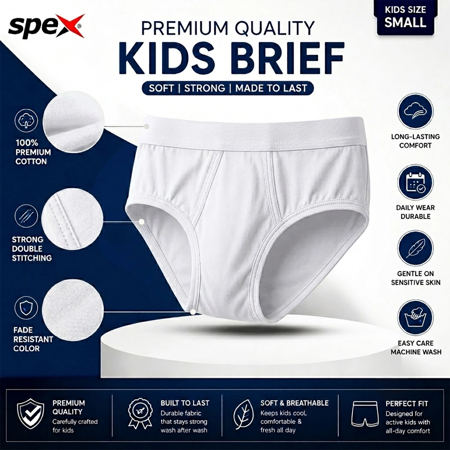 spex premium kids brief (white) – soft cotton comfort for everyday wear spex premium kids brief (white) – soft cotton comfort for everyday wear
