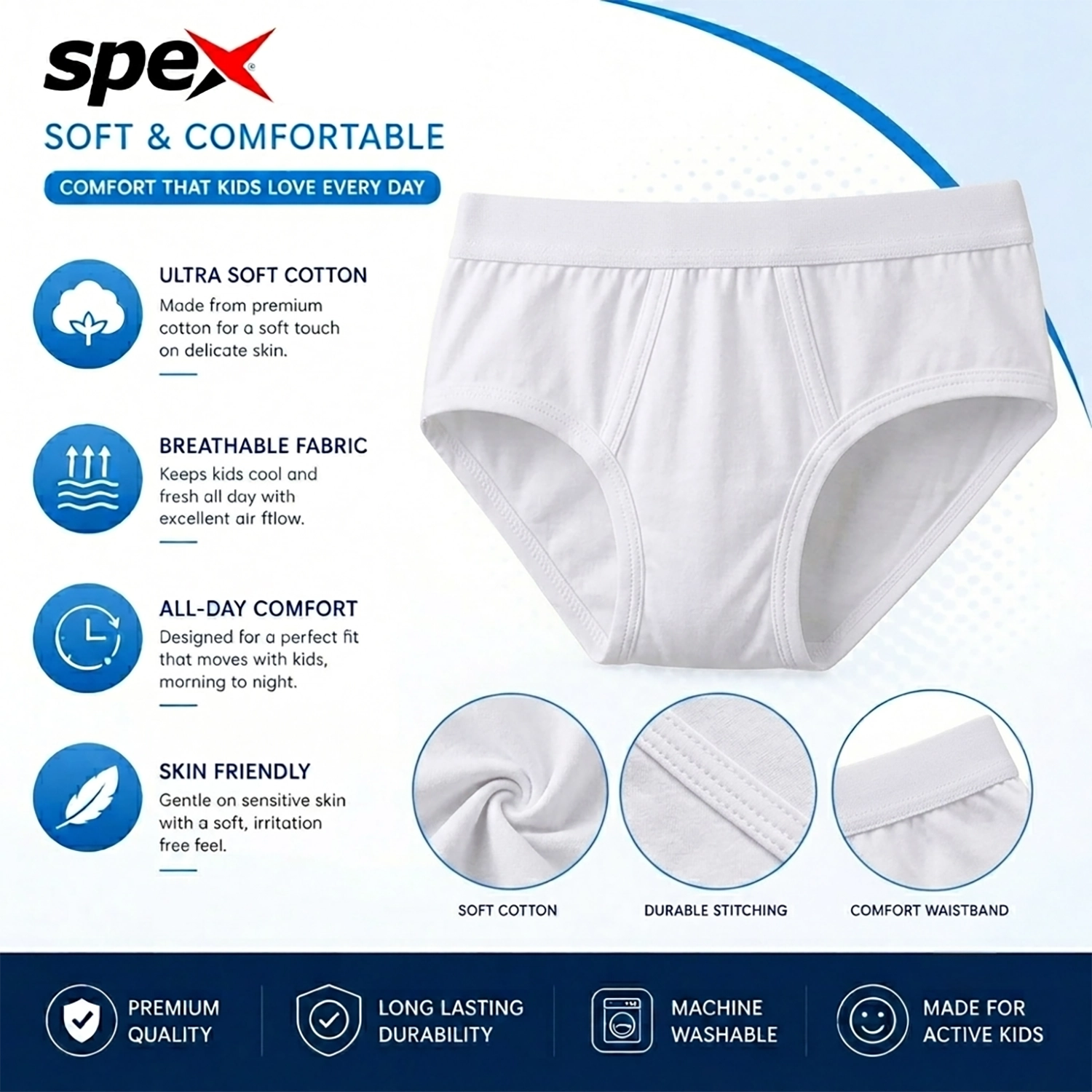 spex premium kids brief (white) – soft cotton comfort for everyday wear spex premium kids brief (white) – soft cotton comfort for everyday wear