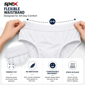 Home spex premium kids brief (white) – soft cotton comfort for everyday wear
