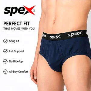 spex men's premium brief underwear | snug fit, full support & all day comfort | soft stretch fabric (navy blue)