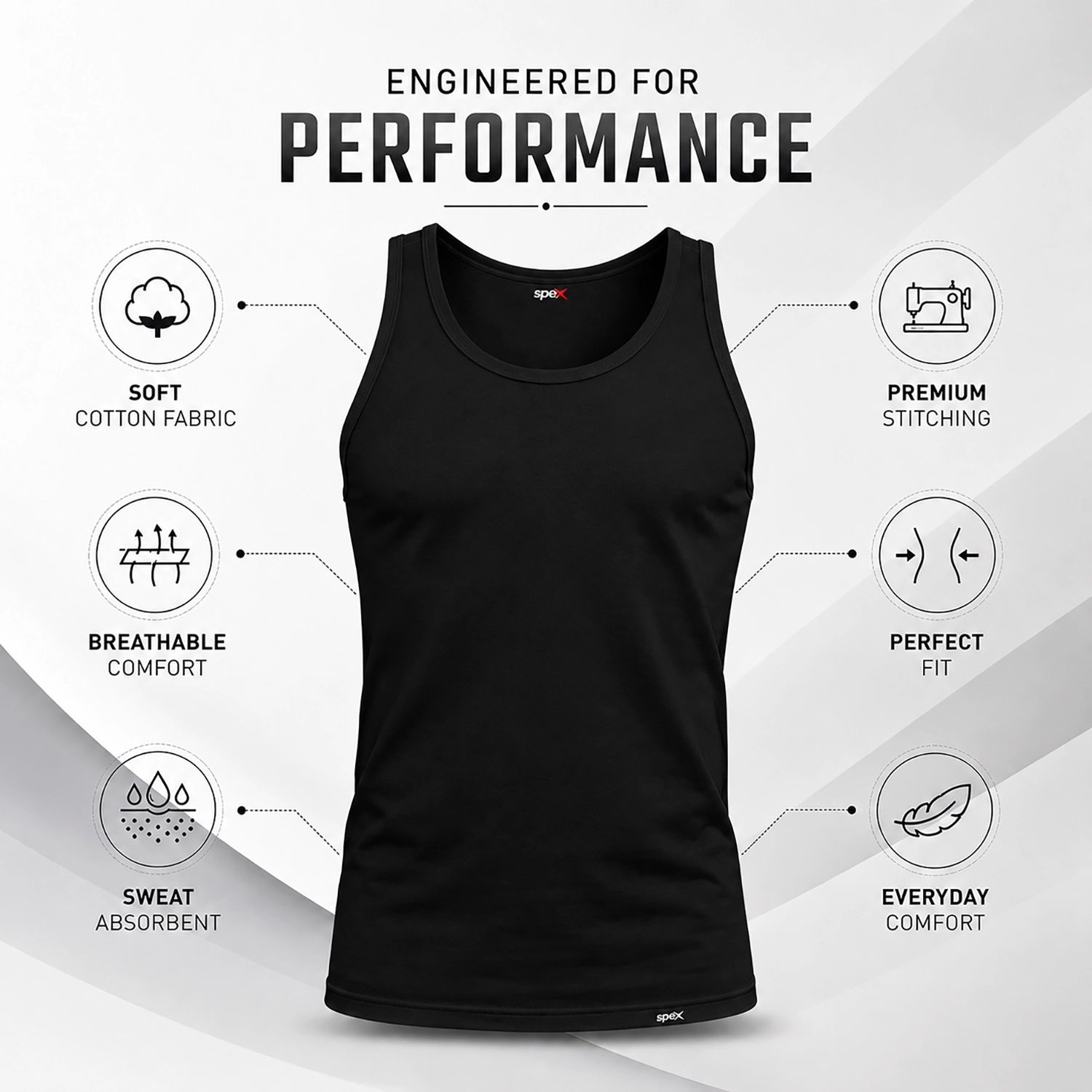 spex premium men sleeveless cotton vest soft daily wear tank (black) spex premium men sleeveless cotton vest soft daily wear tank (black)