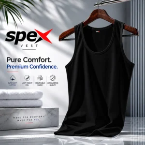 Home spex premium men sleeveless cotton vest soft daily wear tank (black)