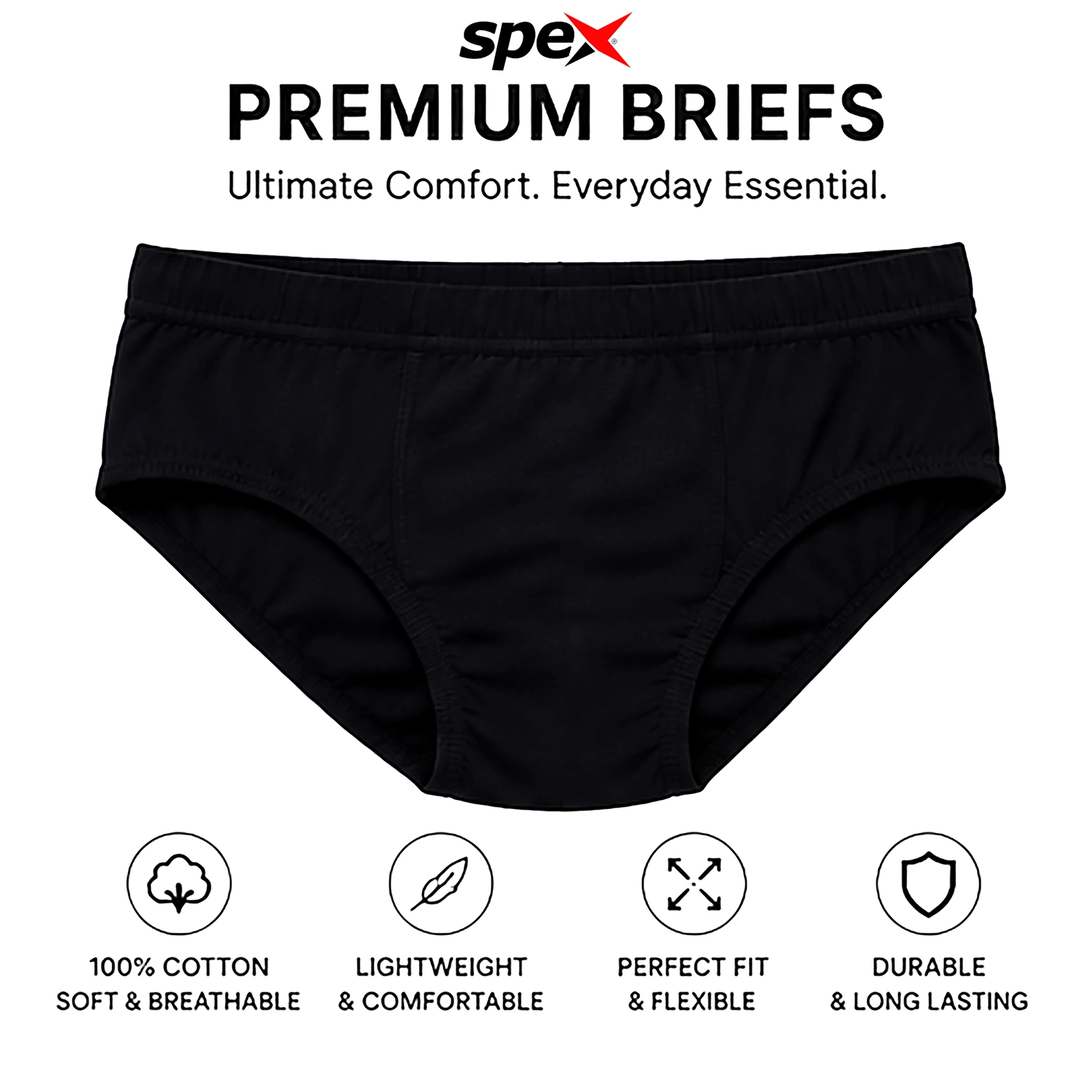 spex ladies cotton brief – soft & breathable women underwear | comfortable mid rise panty for daily wear (black) spex ladies cotton brief – soft & breathable women underwear | comfortable mid rise panty for daily wear (black)
