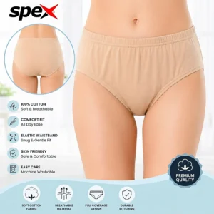 Home spex ladies cotton brief – soft & breathable women underwear | comfortable mid rise panty for daily wear (skin)