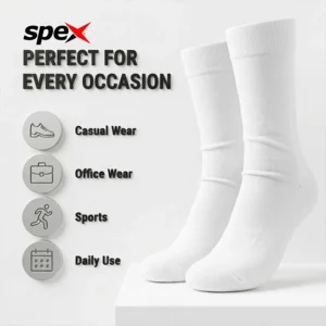 Home spex premium white crew socks – durable, breathable & long lasting cotton socks for men & women