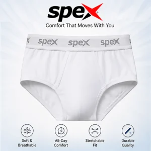 Home spex men's premium brief underwear | snug fit, full support & all day comfort | soft stretch fabric (white)