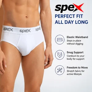 Home spex men's premium brief underwear | snug fit, full support & all day comfort | soft stretch fabric (white)